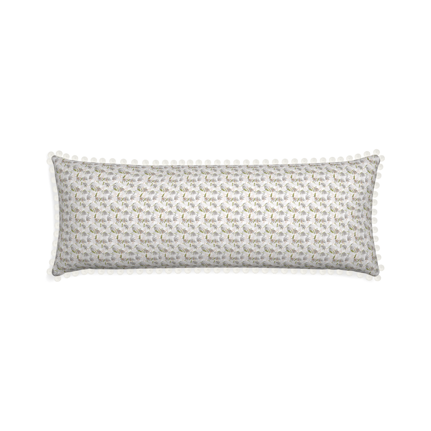 Xl-lumbar eden grey custom pillow with snow pom pom on white background