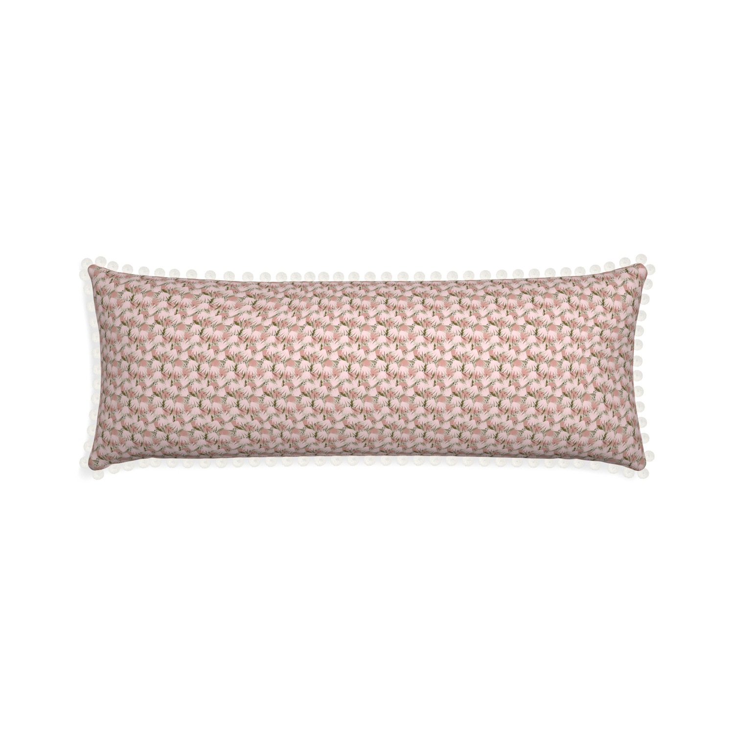 Xl-lumbar eden pink custom pillow with snow pom pom on white background
