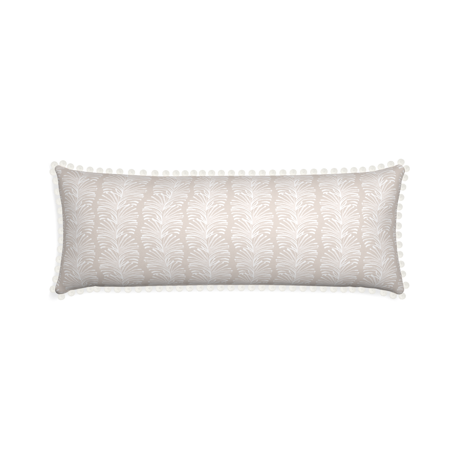 Xl-lumbar emma sand custom pillow with snow pom pom on white background