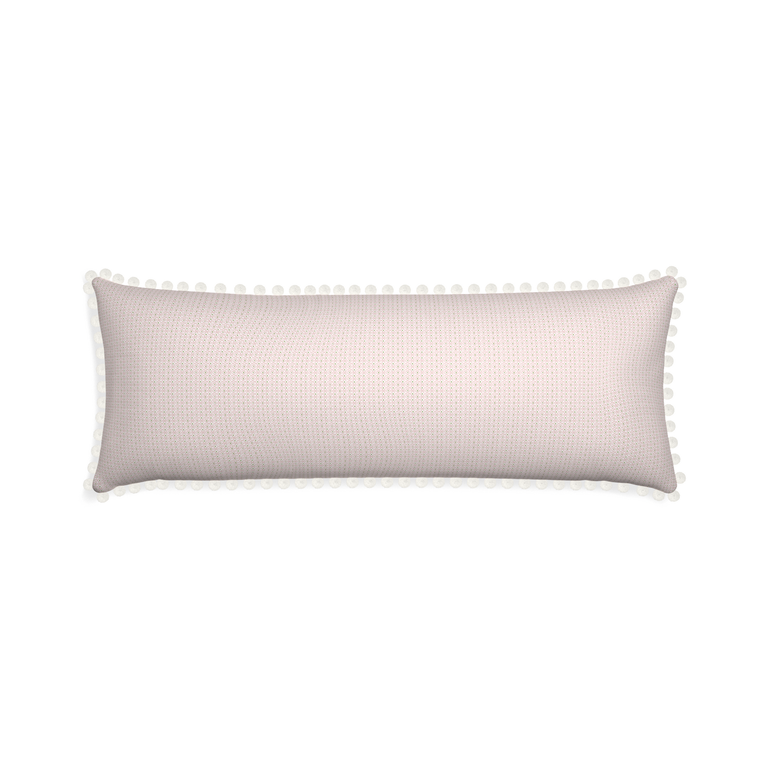 Xl-lumbar loomi pink custom pillow with snow pom pom on white background