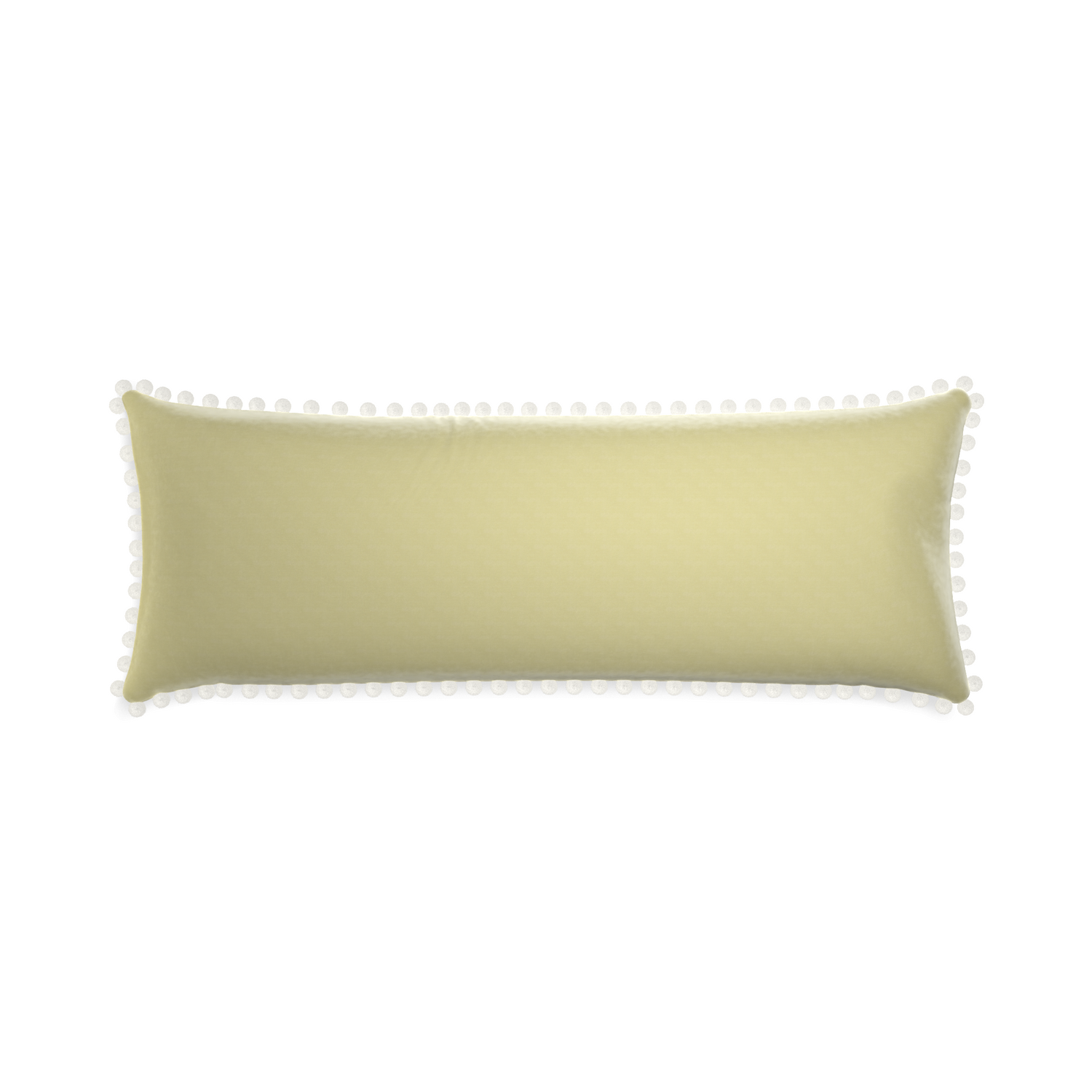 Xl-lumbar pear velvet custom pillow with snow pom pom on white background