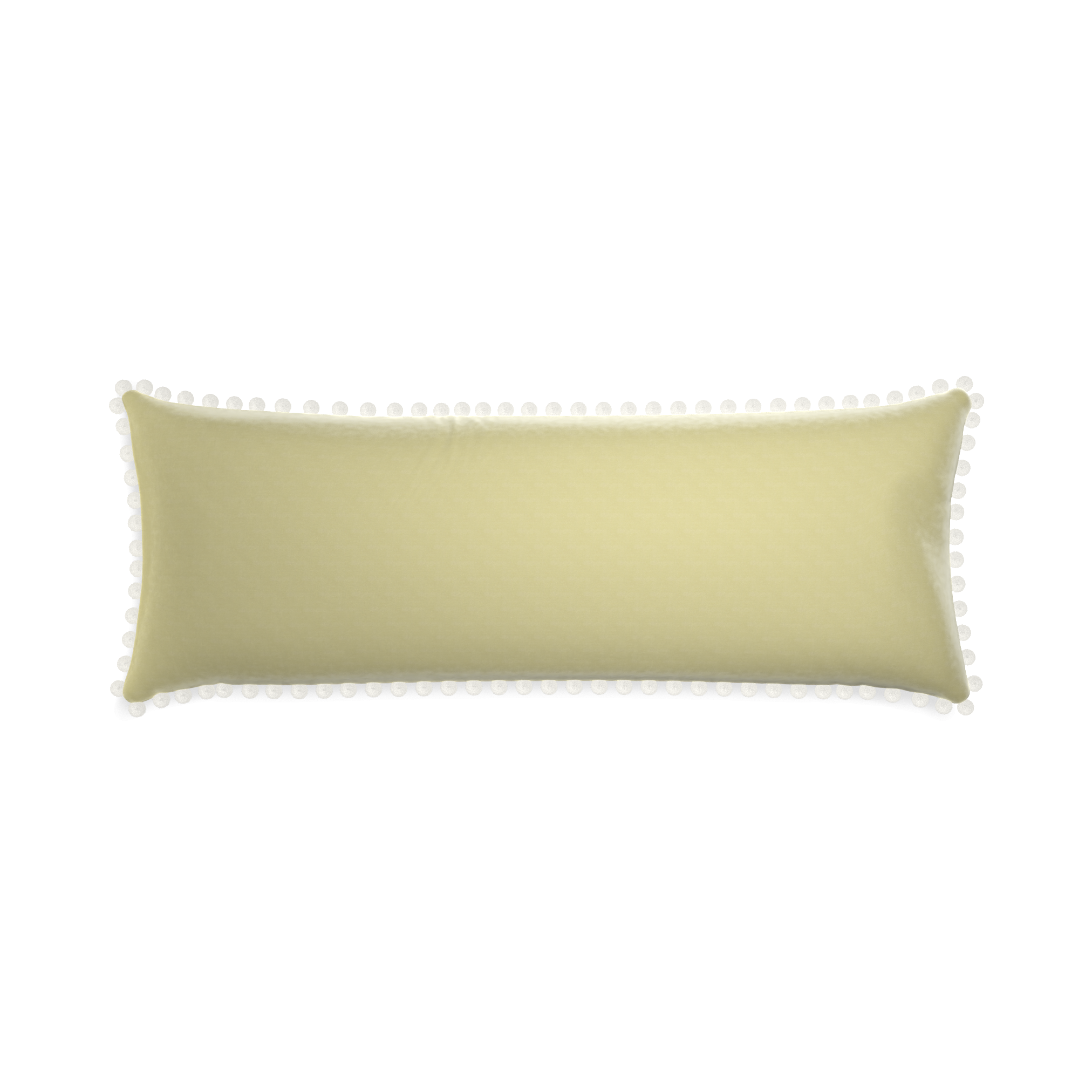 Pear Velvet Pillow - XL Lumbar w. Snow Pom Pom Piping