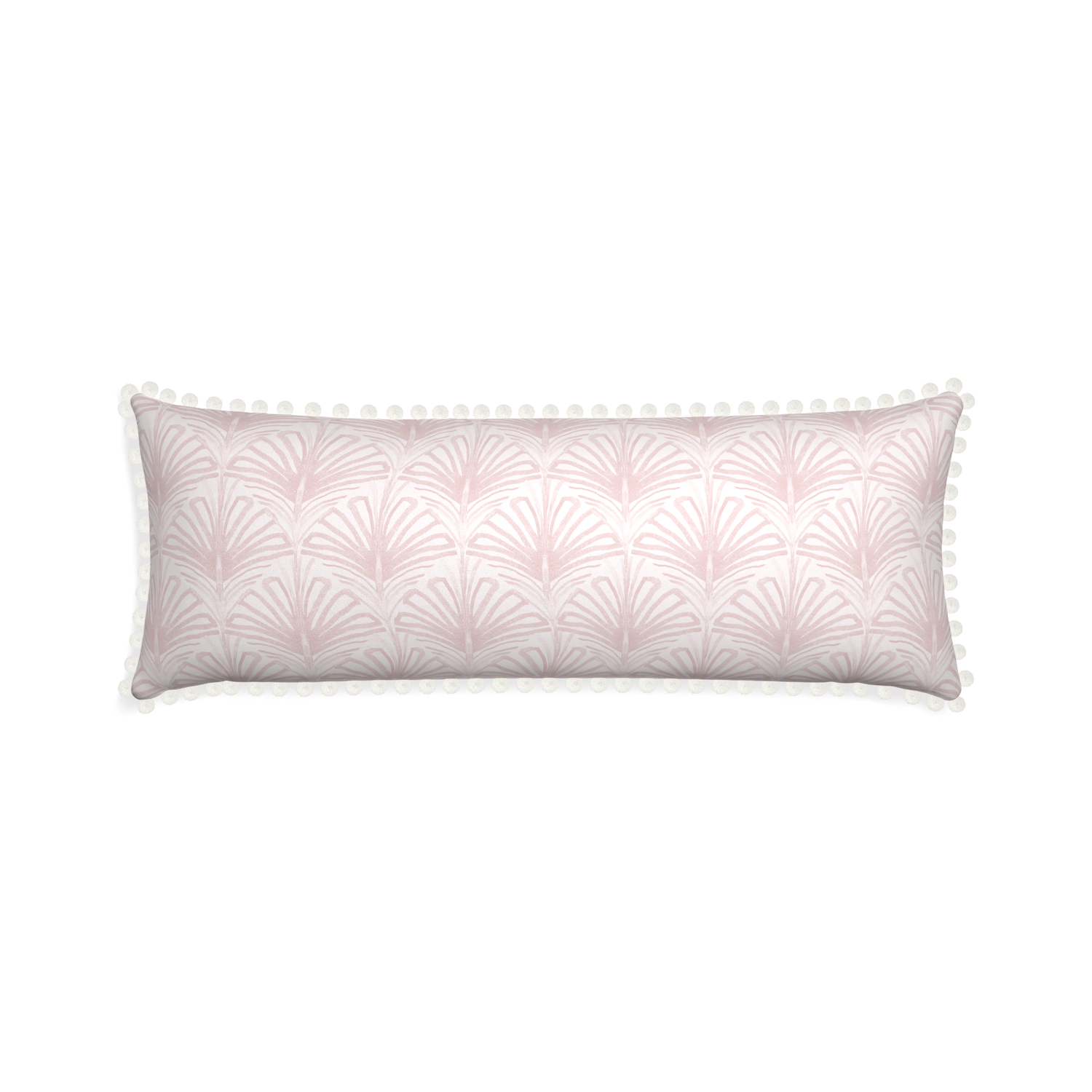 Xl-lumbar suzy rose custom rose pink palmpillow with snow pom pom on white background