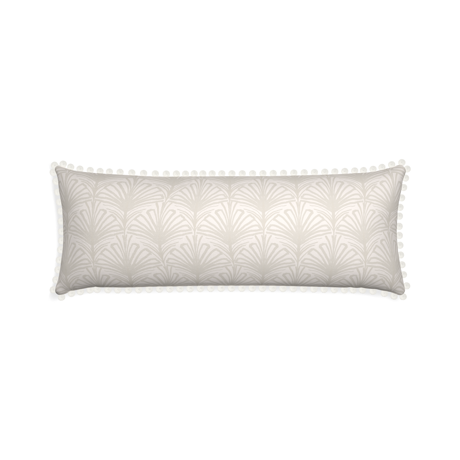 Xl-lumbar suzy sand custom pillow with snow pom pom on white background
