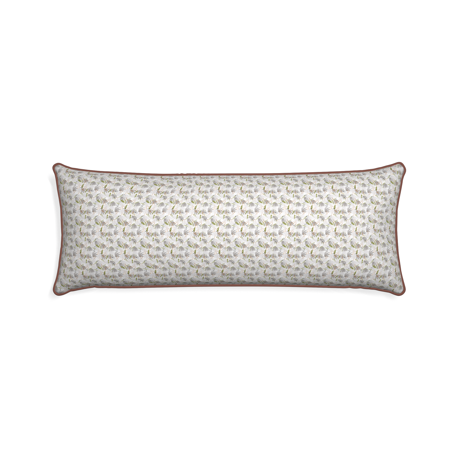 Xl-lumbar eden grey custom pillow with w piping on white background
