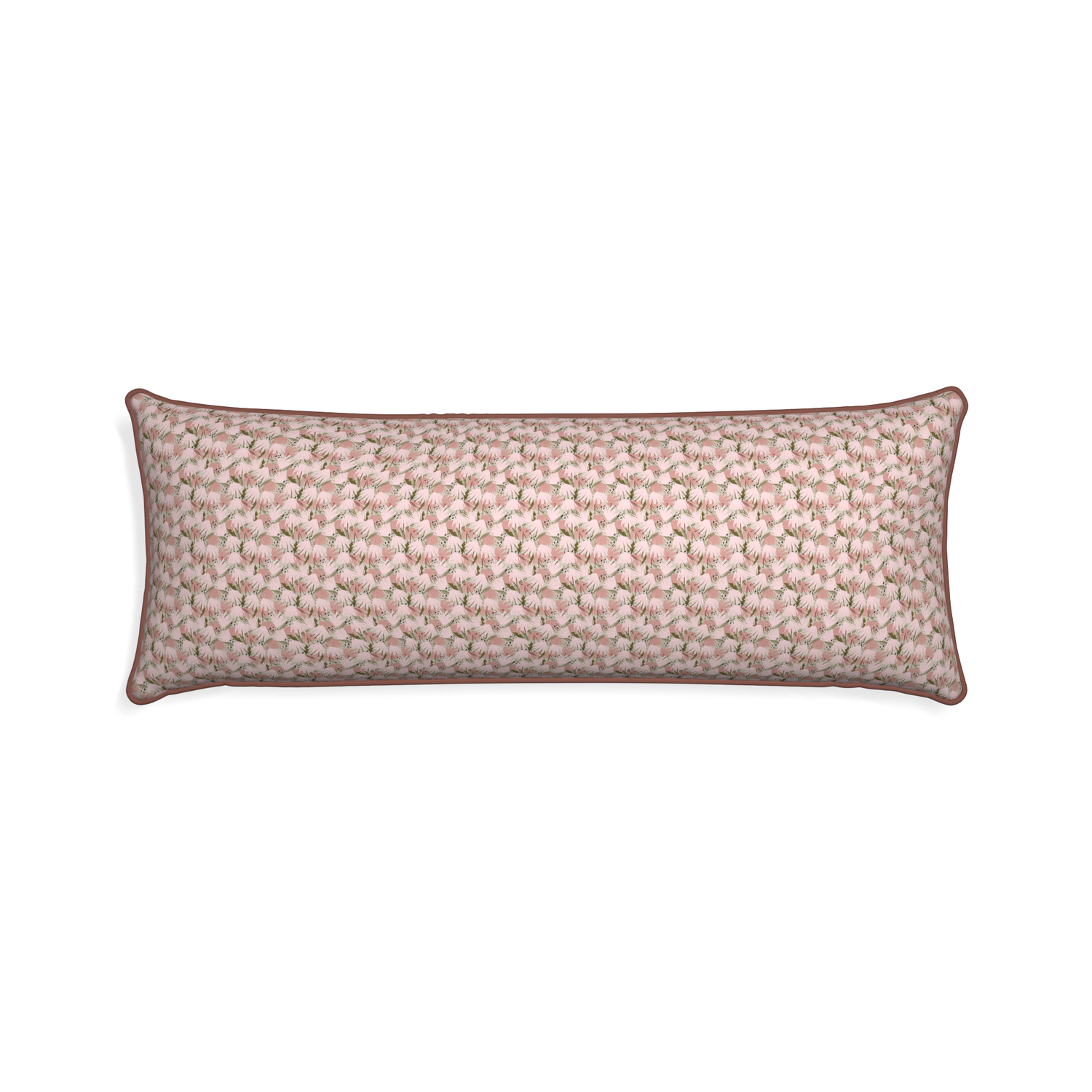 Xl-lumbar eden pink custom pillow with w piping on white background