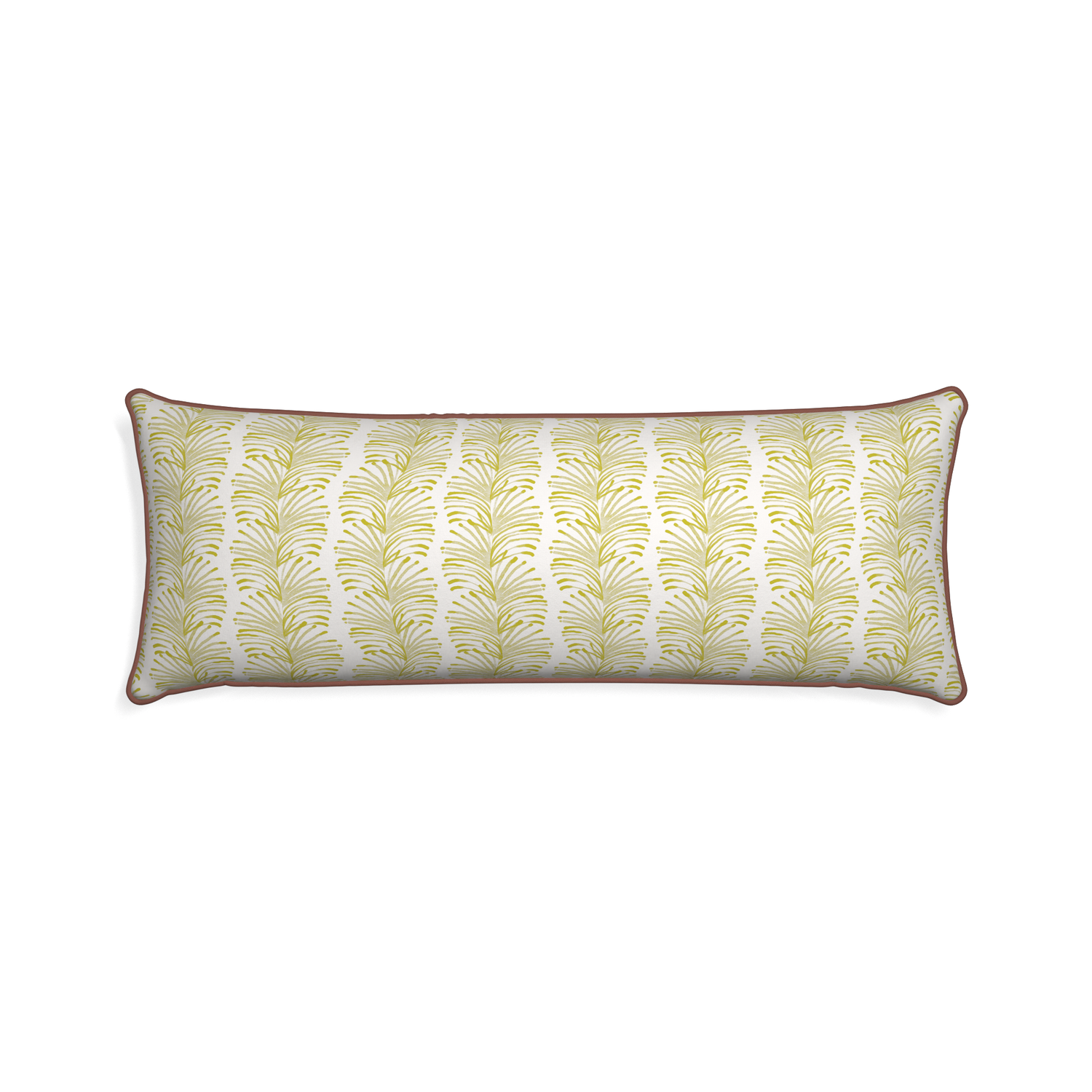 Xl-lumbar emma chartreuse custom pillow with w piping on white background