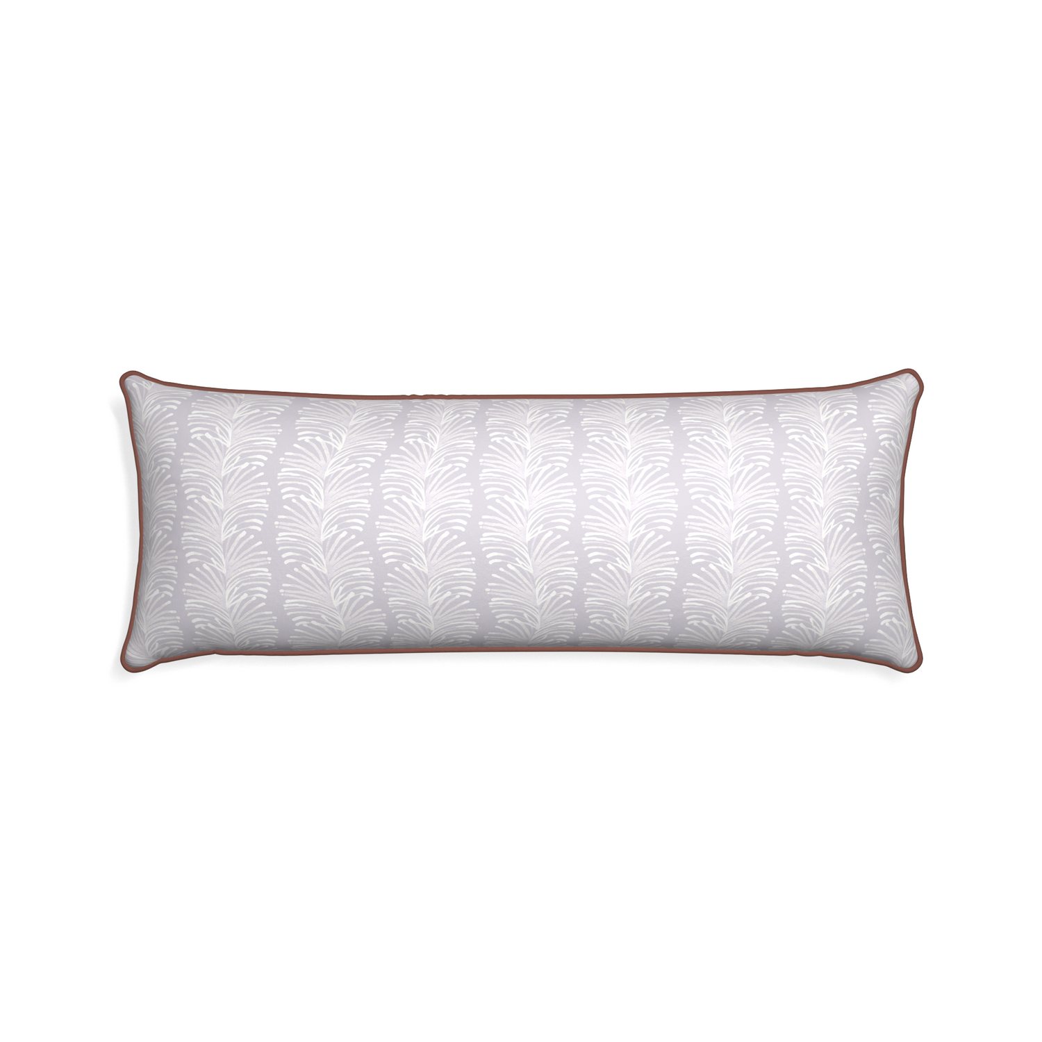 Xl-lumbar emma lavender custom lavender botanical stripepillow with w piping on white background