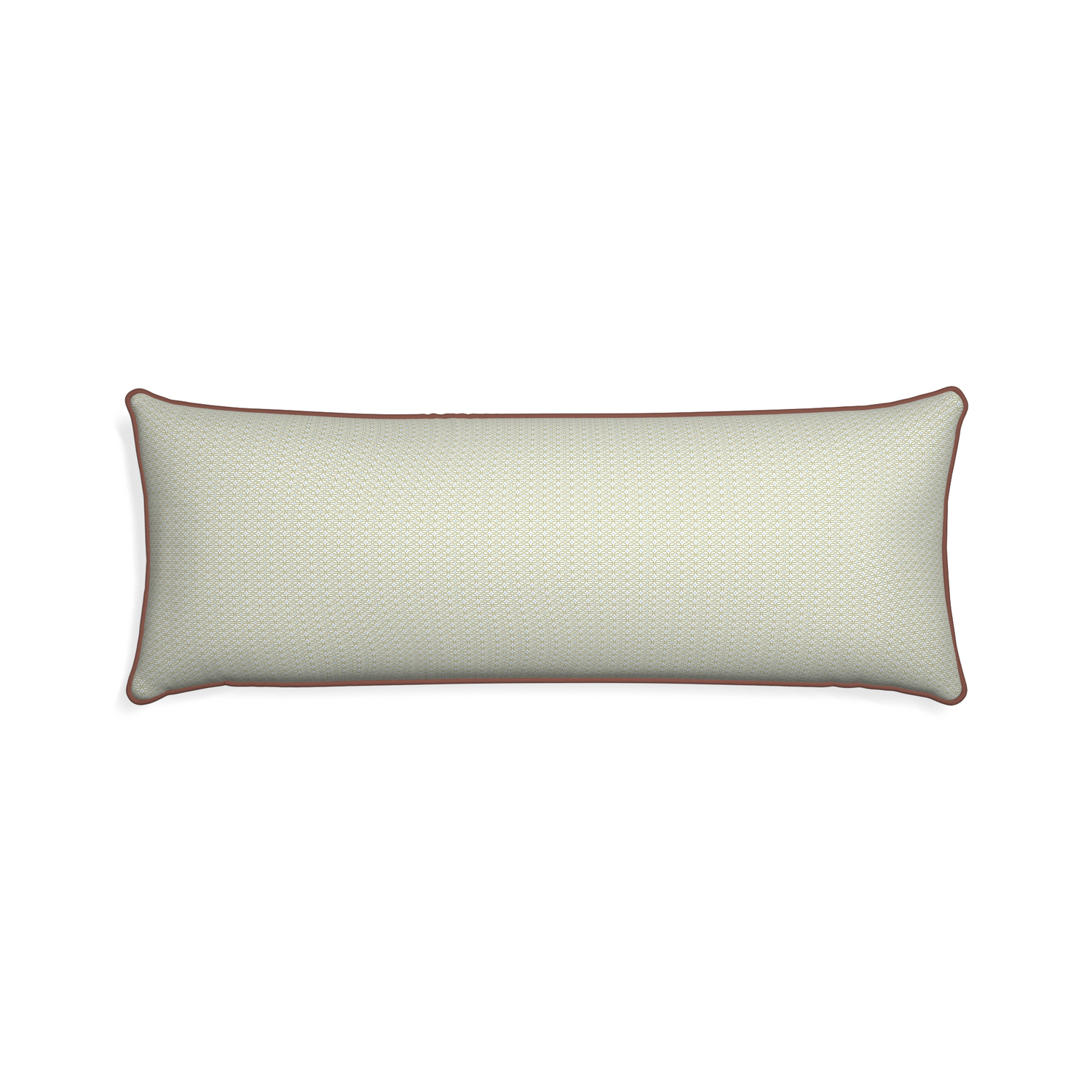 Xl-lumbar loomi moss custom moss green geometricpillow with w piping on white background