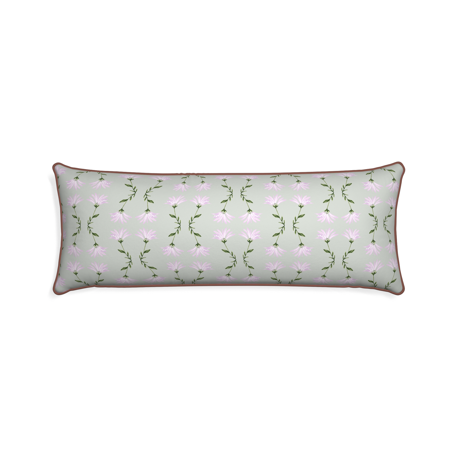 Xl-lumbar marina sage custom pillow with w piping on white background