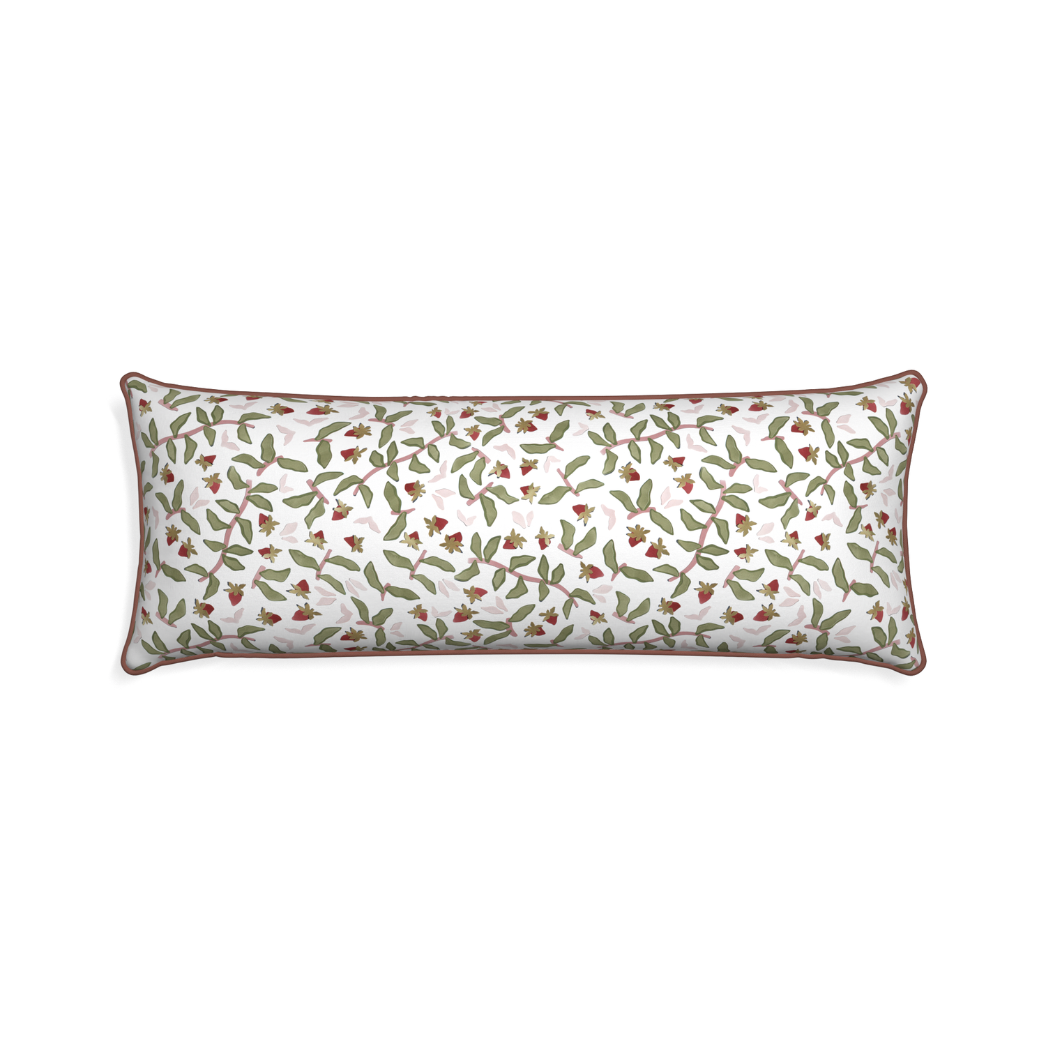 Xl-lumbar nellie custom pillow with w piping on white background