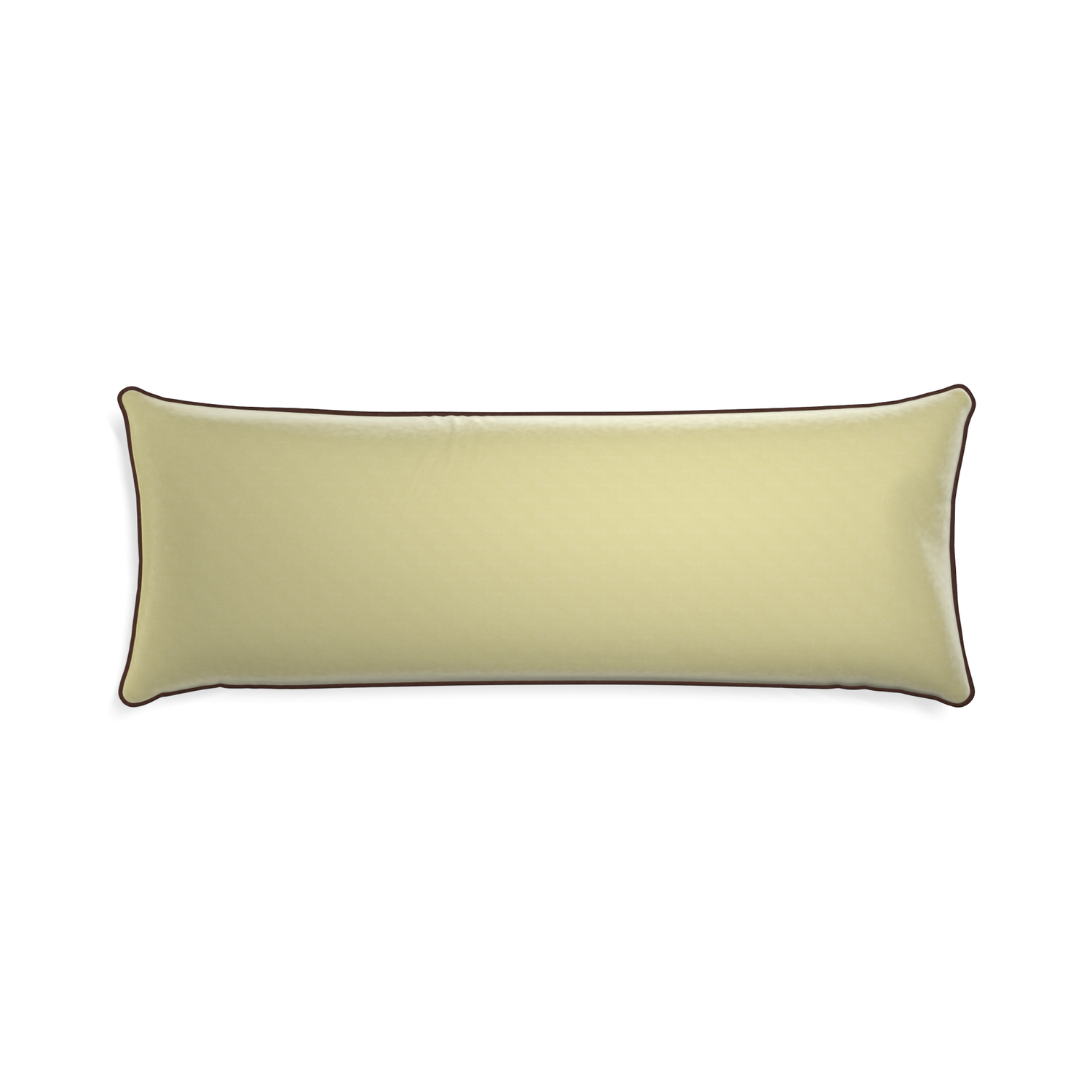 rectangle light green velvet pillow with brown velvet piping