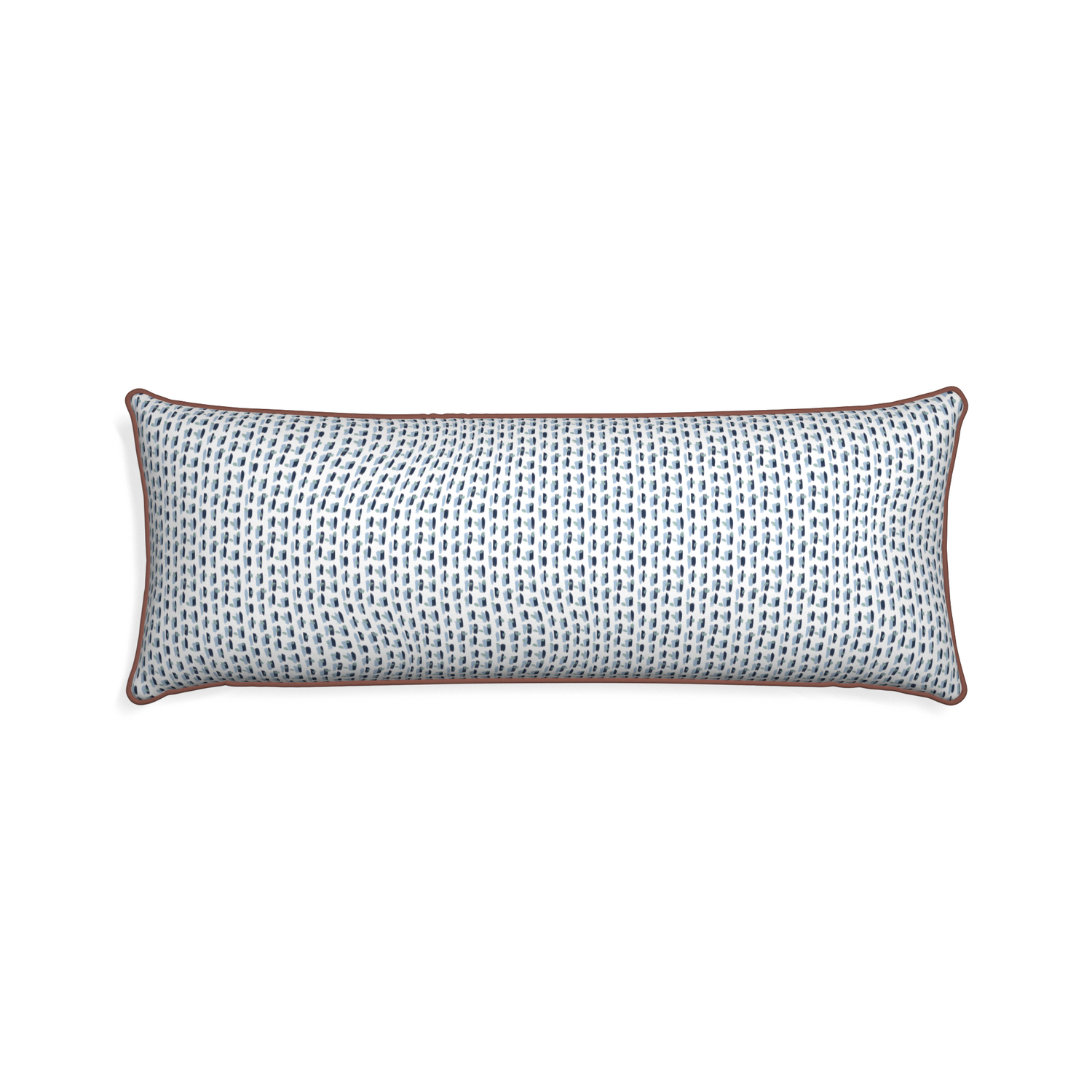 Xl-lumbar poppy blue custom pillow with w piping on white background