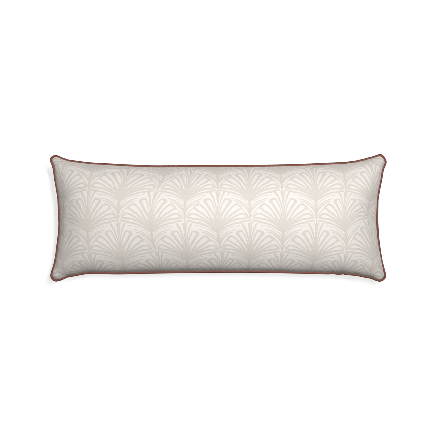 Xl-lumbar suzy sand custom pillow with w piping on white background