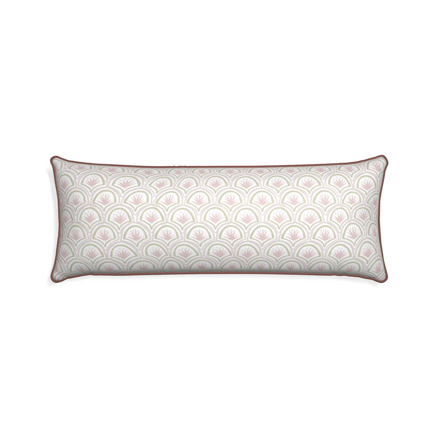 Xl-lumbar thatcher rose custom pillow with w piping on white background
