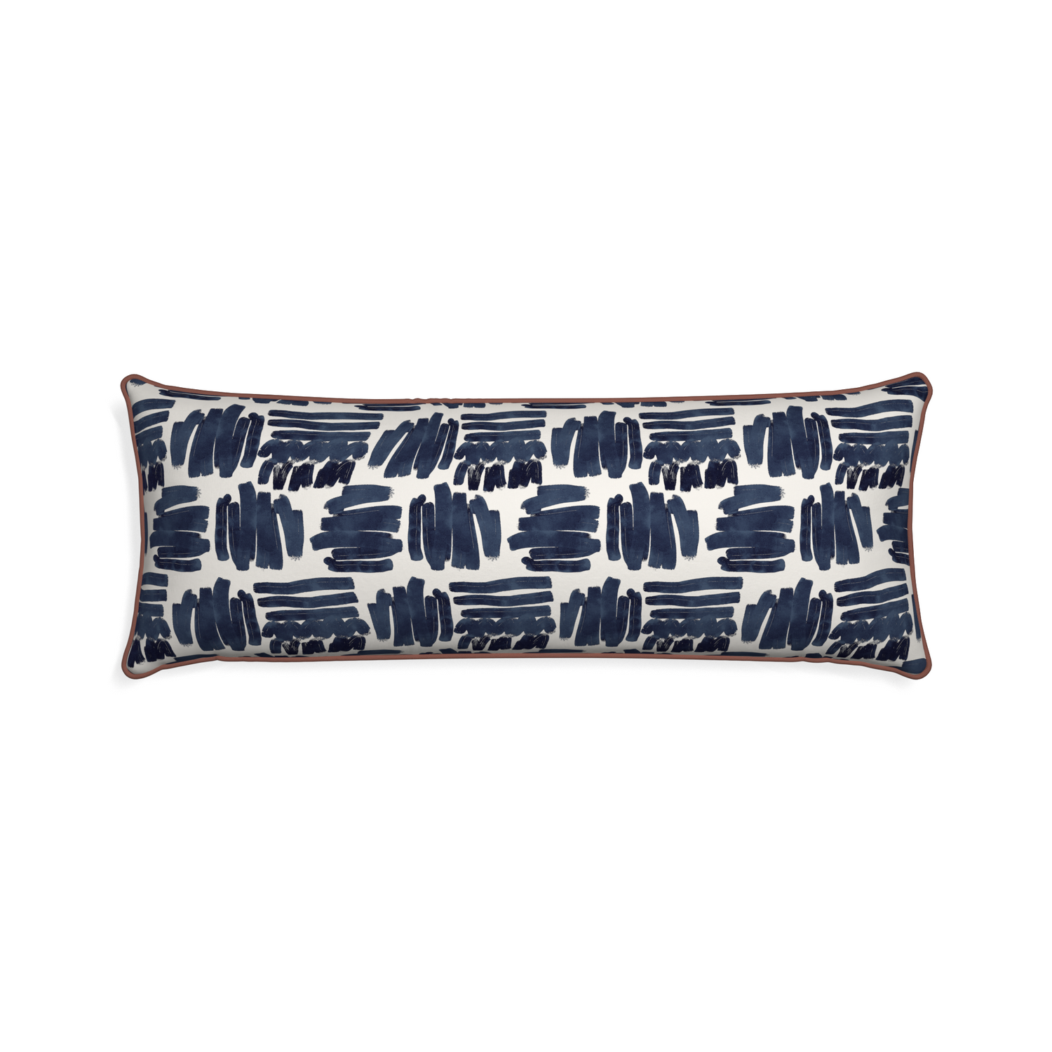 Xl-lumbar warby custom pillow with w piping on white background