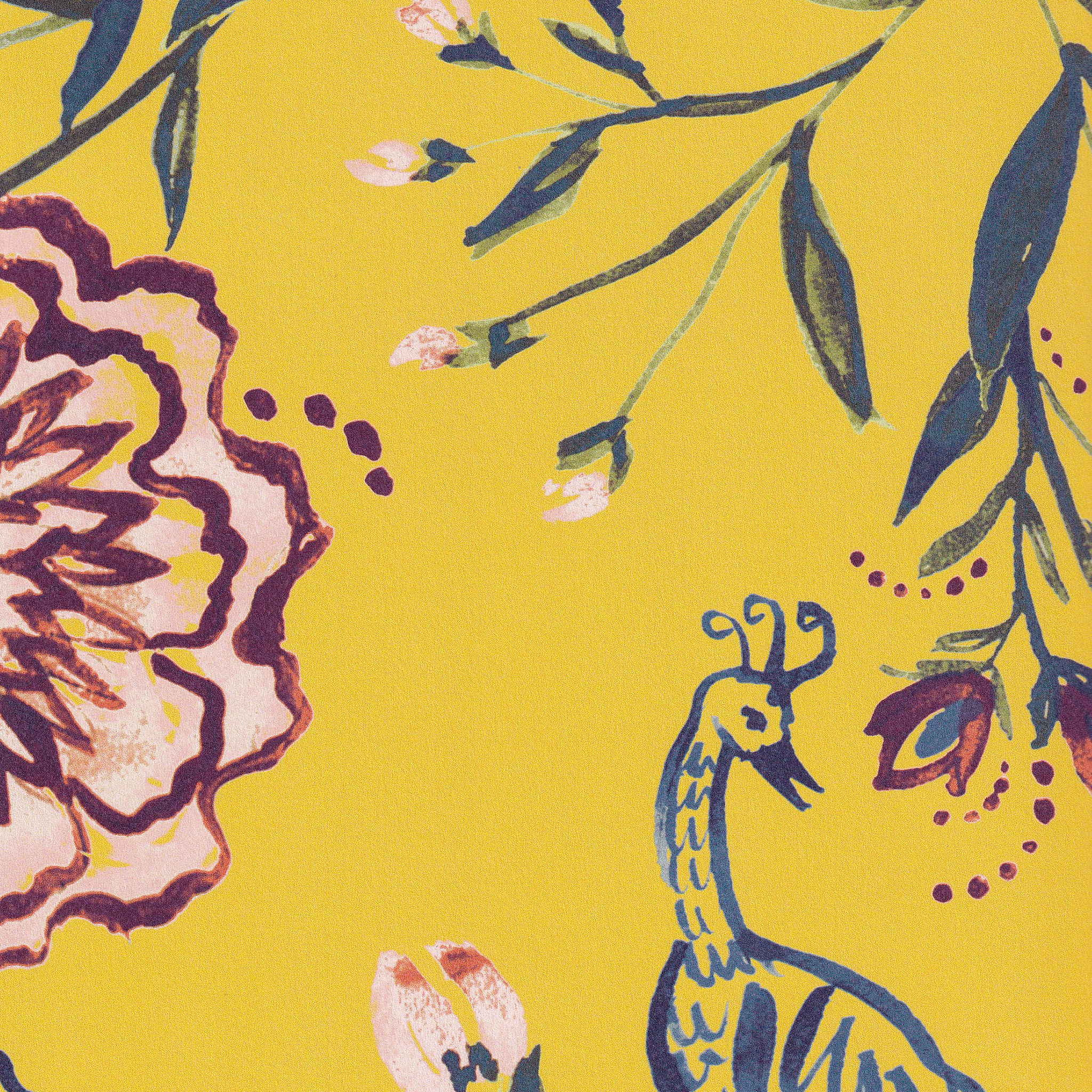 Yellow Canary Printed Wallpaper Up-Close