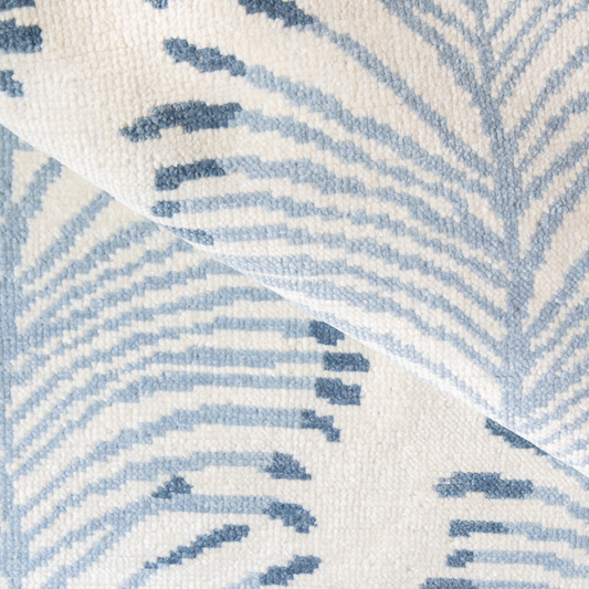Sky Blue Botanical Stripe Printed Rug Close-up 
