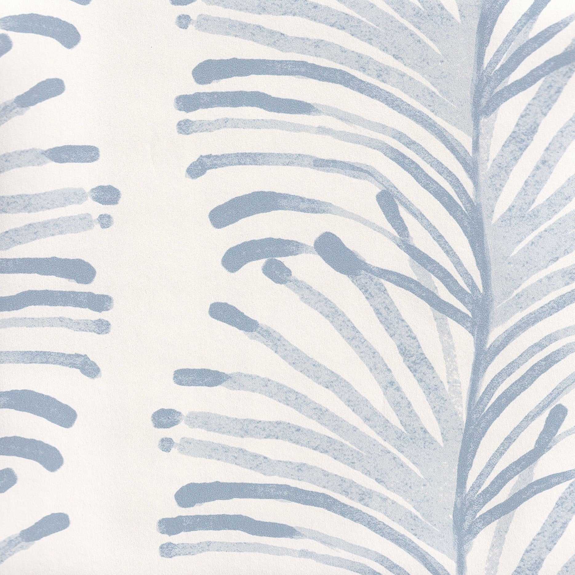 Sky Blue Botanical Stripe Printed Wallpaper Close-Up