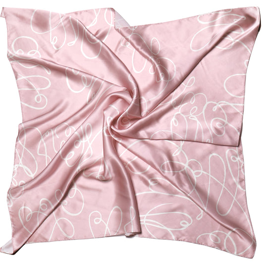 Pink Abstract Printed Silk Scarf