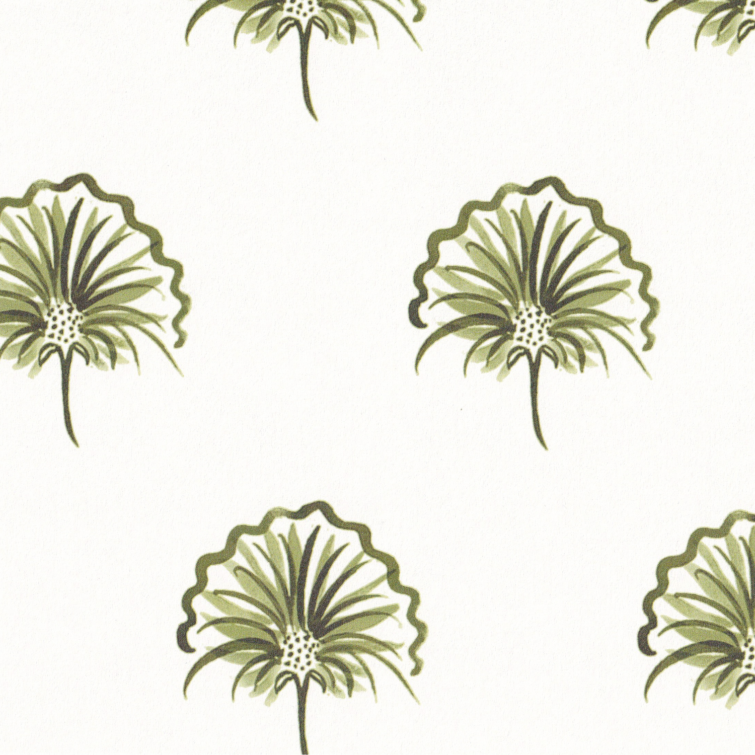 Green Floral Printed Wallpaper Swatch