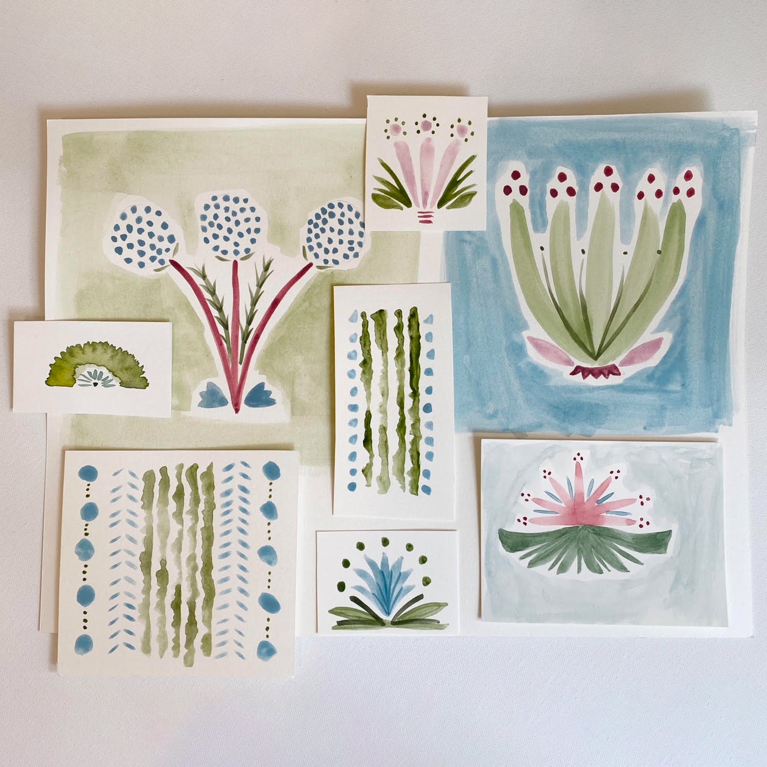 Hand-painted Floral Designs on Paper
