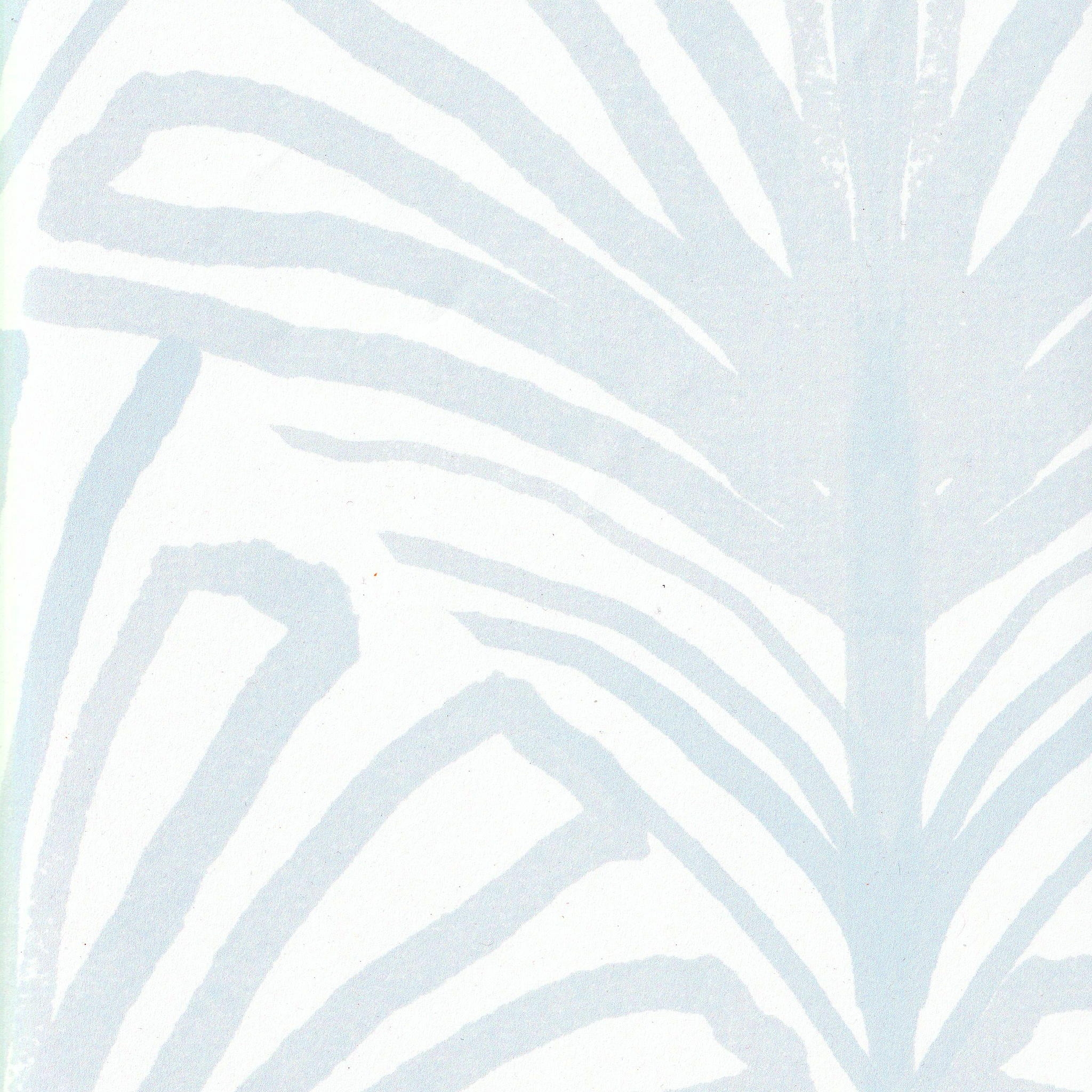 Sky Blue Palm Printed Wallpaper Swatch