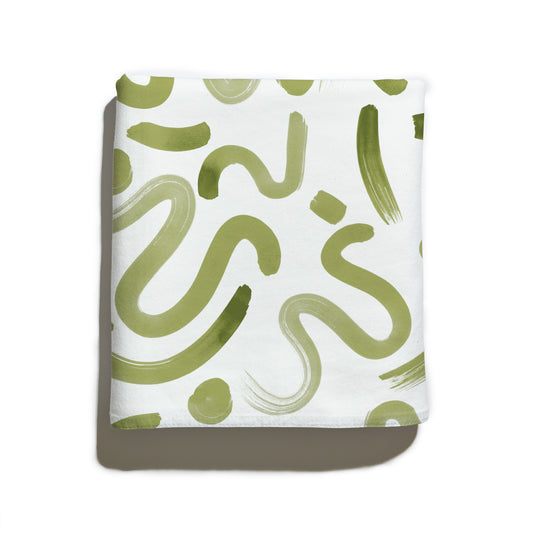 Folded Moss Green Printed Tablecloth 