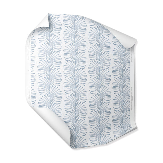 Sky Blue Botanical Stripe Printed Wallpaper