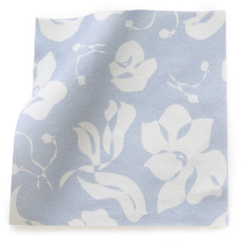 Cornflower Blue Floral Printed Cotton Swatch