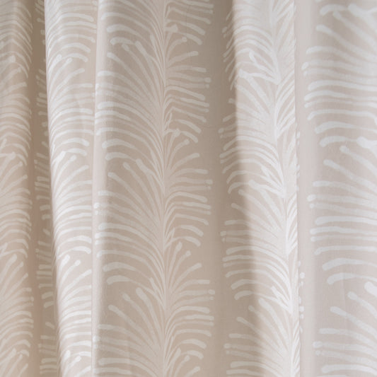 Beige Botanical Stripe Printed Curtain Close-Up