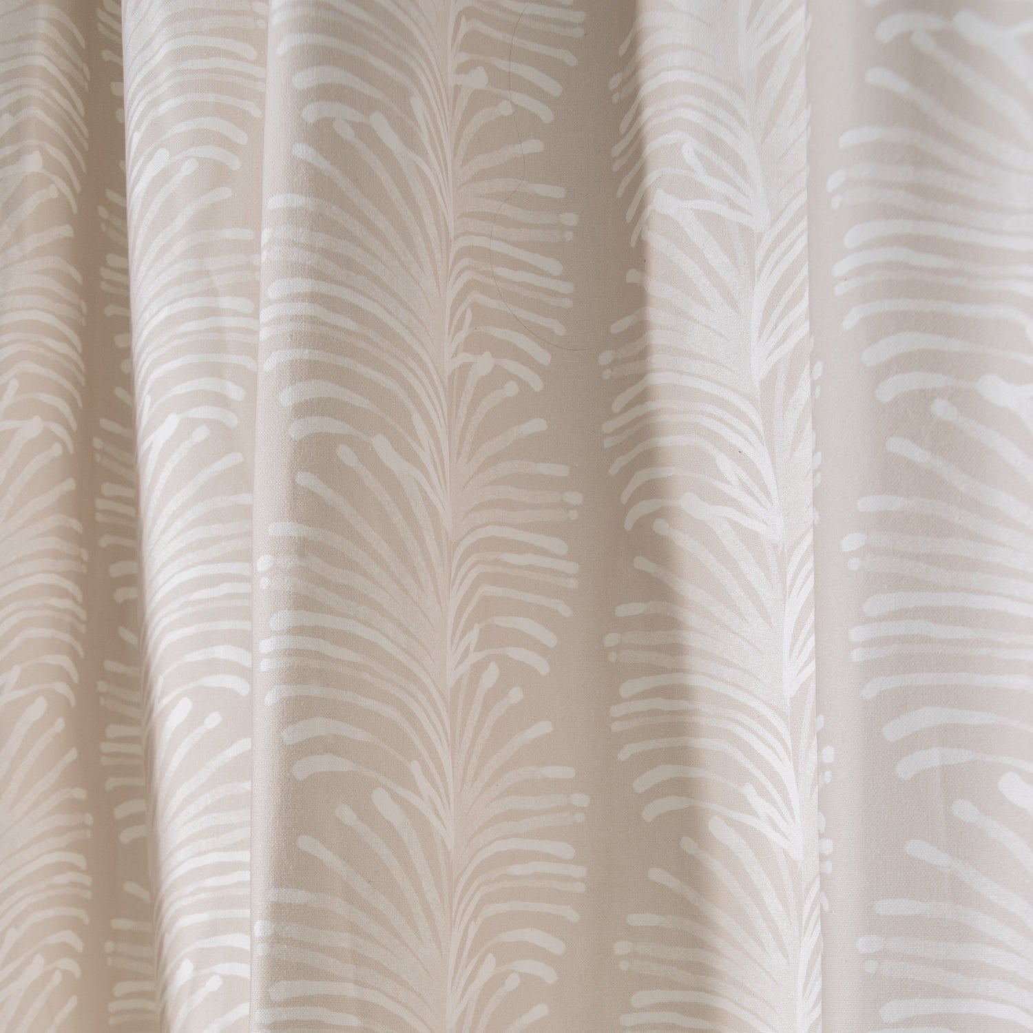 Beige Botanical Stripe Printed Curtain Close-Up