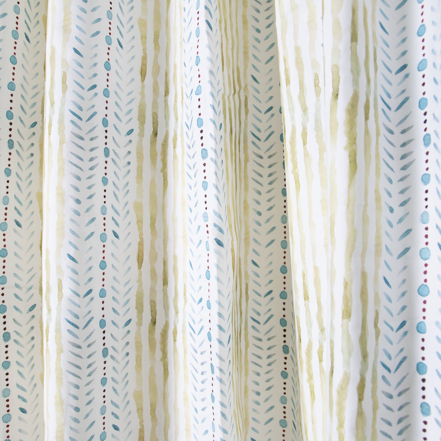 Blue & Green Striped Printed Curtain Close-Up