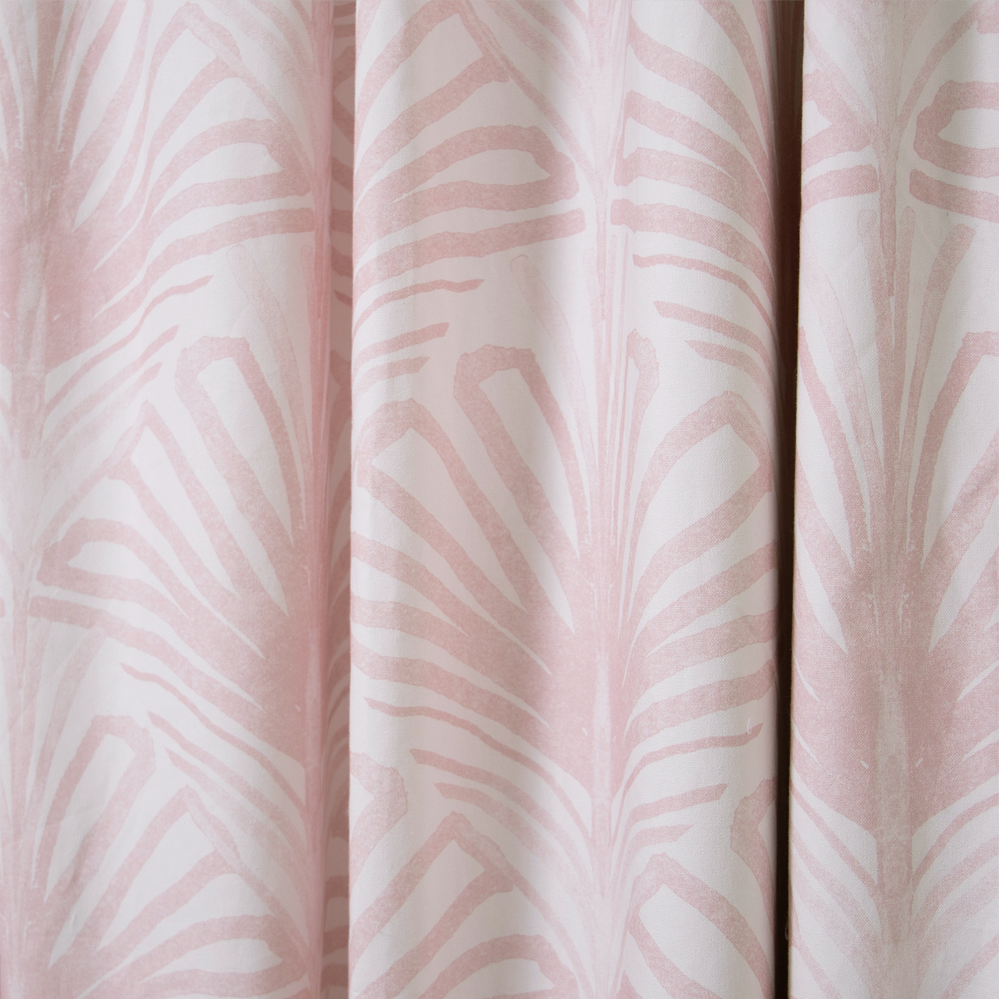 Rose Pink Palm Printed Curtain Close-Up