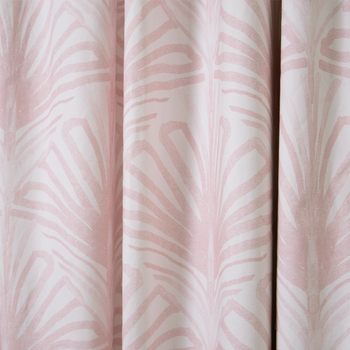 Rose Pink Palm Printed Curtain Close-Up