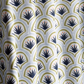 Art Deco Palm Pattern Printed Curtain Close-up