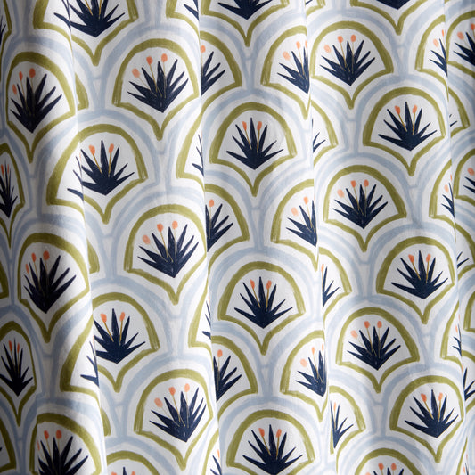 Art Deco Palm Pattern Printed Curtain Close-Up