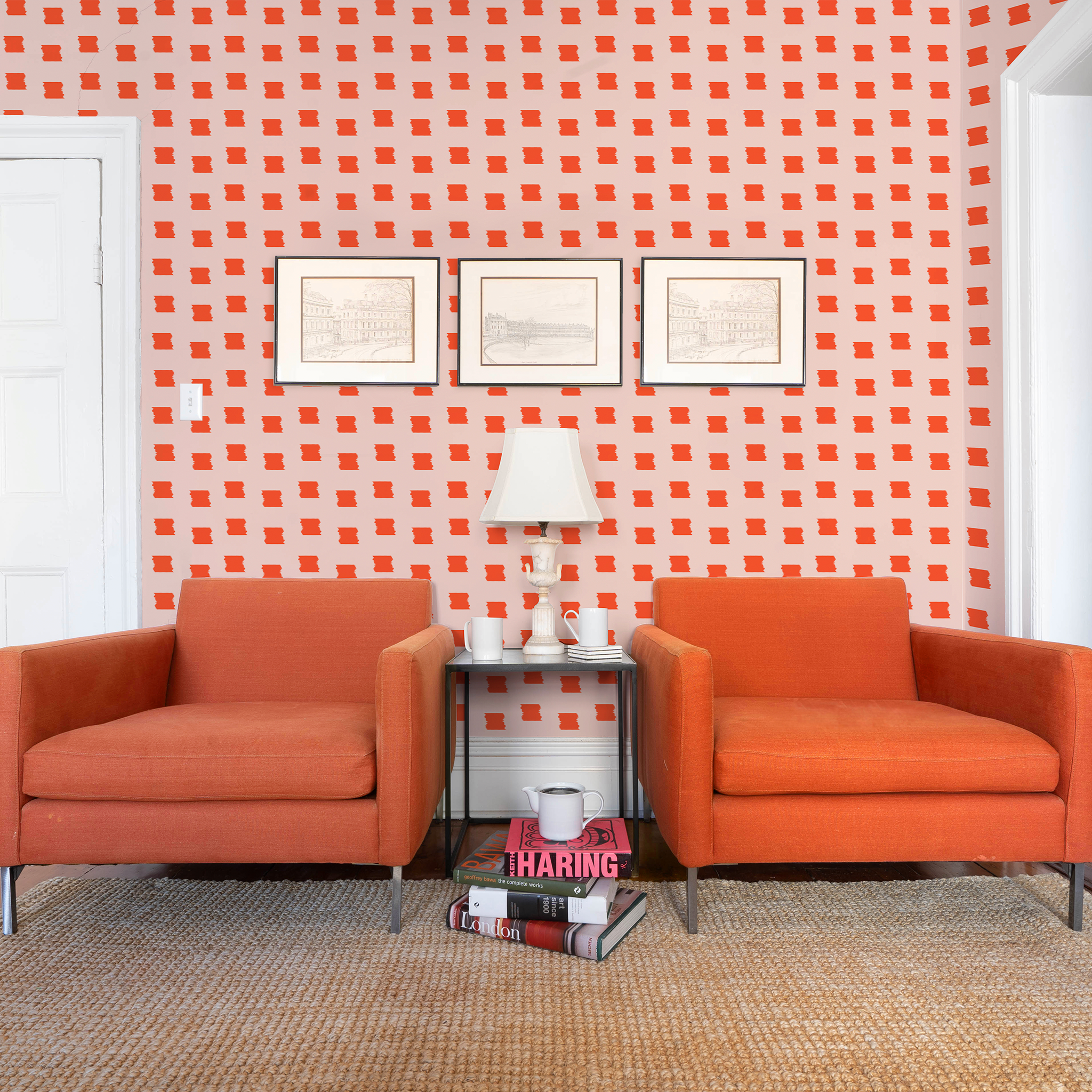 Orange Chairs w. Denton Orange Wallpaper