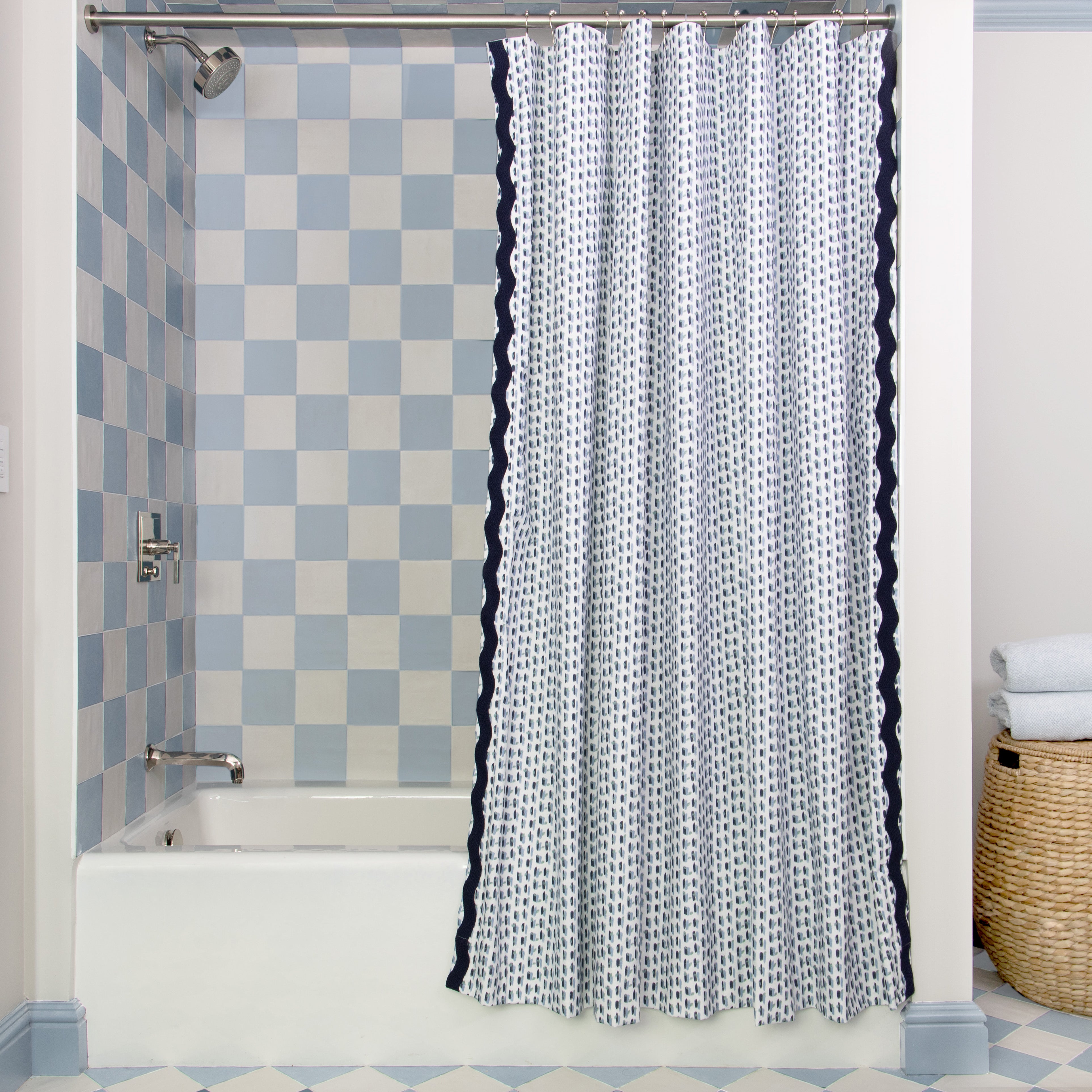 Custom Light Blue Shower Curtain