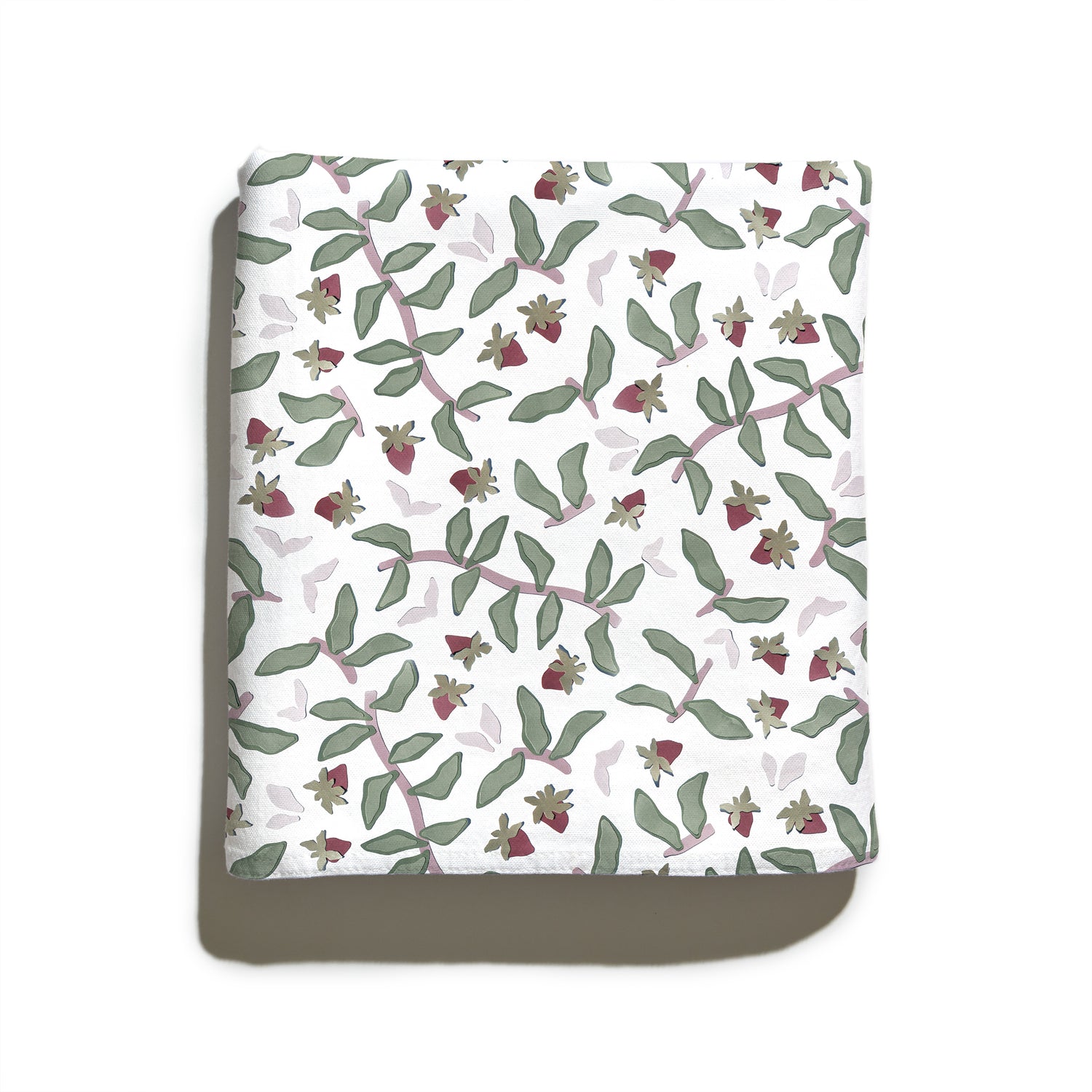 Folded Strawberry & Botanical Printed Tablecloth
